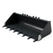 Severe Duty Skid Steer Utility Bucket 7 Ft in black, angled view with durable cutting edge.