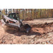 Severe Duty Skid Steer Utility Bucket 7 Ft, black front view on construction site.