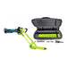 SiBore SB431e Battery Powered Bore Drill Machine, front view in teal and green with accessories.