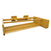 Roadrunner Equipment Economy Series skid steer grader attachment, yellow, angled view with serrated edge.