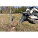 Heavy-duty stump bucket for skid steer, featuring a gray design and practical earth-moving capabilities.