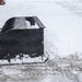 Skid Steer Snow Box by Prime Attachments, black, angled view, designed for snow removal.