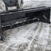 Prime Attachments Skid Steer Snow Box, black, angled view, designed for snow removal.