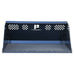 Prime Attachments Skid Steer Snow Bucket front view, blue with reinforced edges and attachment points.