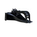 Prime Attachments Skid Steer Stump Bucket Grapple, black, angled view with sharp teeth and hydraulic arms.