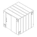 Swisher 14 Person ESP Safety Shelter angled view, featuring a sturdy design with a solid door.