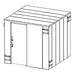 Swisher 14 Person ESP Safety Shelter angled view, featuring a sturdy design and double doors.