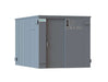 Swisher 20 Person ESP Safety Shelter front view, gray metal structure with secure door features.