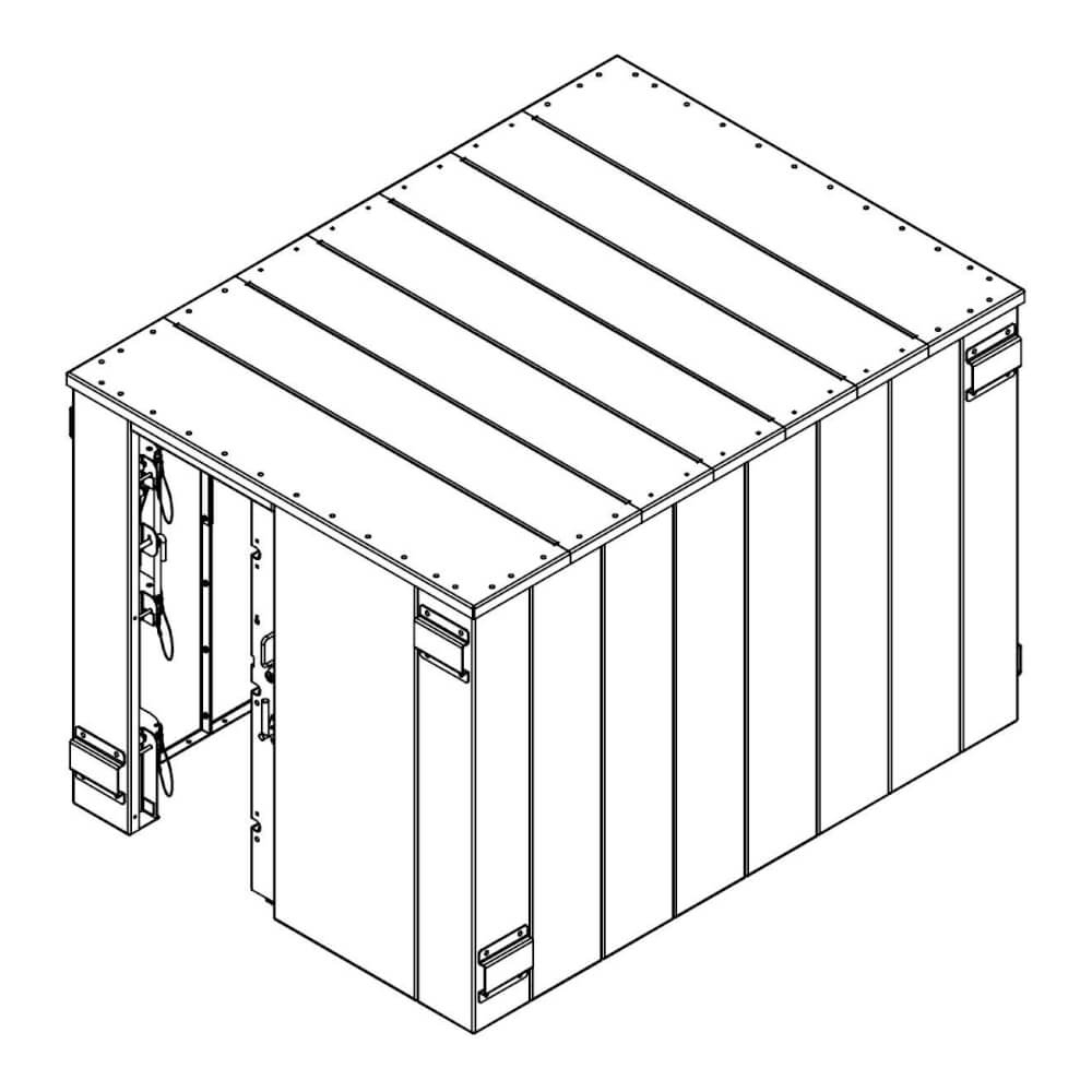 Swisher 20 Person ESP Safety Shelter top view, sturdy design with secure doors and ventilation.