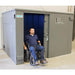 Swisher 20 Person ESP Wheelchair Accessible Storm Shelter, gray, front view with accessible entrance.