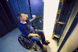 Swisher 20 Person ESP Wheelchair Accessible Storm Shelter, interior view with accessible features and secure door.