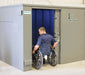 Swisher 20 Person ESP Wheelchair Accessible Storm Shelter, grey unit with wide opening for accessibility.