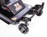 Swisher 24" Walk Behind Rough Cut Mower, black with casters, angled view showcasing handle and wheels.