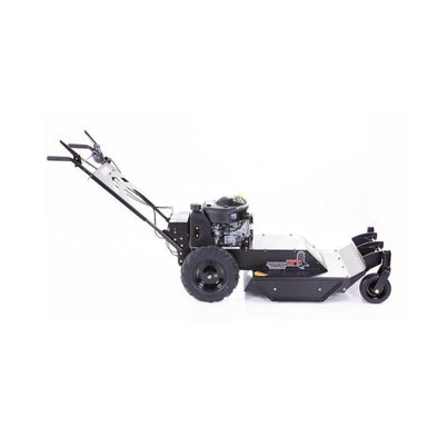 Swisher 24" Walk Behind Rough Cut Mower, black with 11.5HP engine and heavy-duty wheels.
