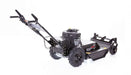 Swisher 24" Walk Behind Rough Cut Mower with Casters, black, featuring front-facing handlebars and large wheels.