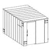 Swisher 25 Person ESP Safety Shelter angled view, featuring metal construction and double doors.