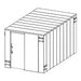 Swisher 25 Person ESP Safety Shelter angled view, featuring a sturdy design with dual doors.