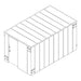 Swisher 25 Person ESP Safety Shelter angled view, featuring a secure door and sturdy construction.