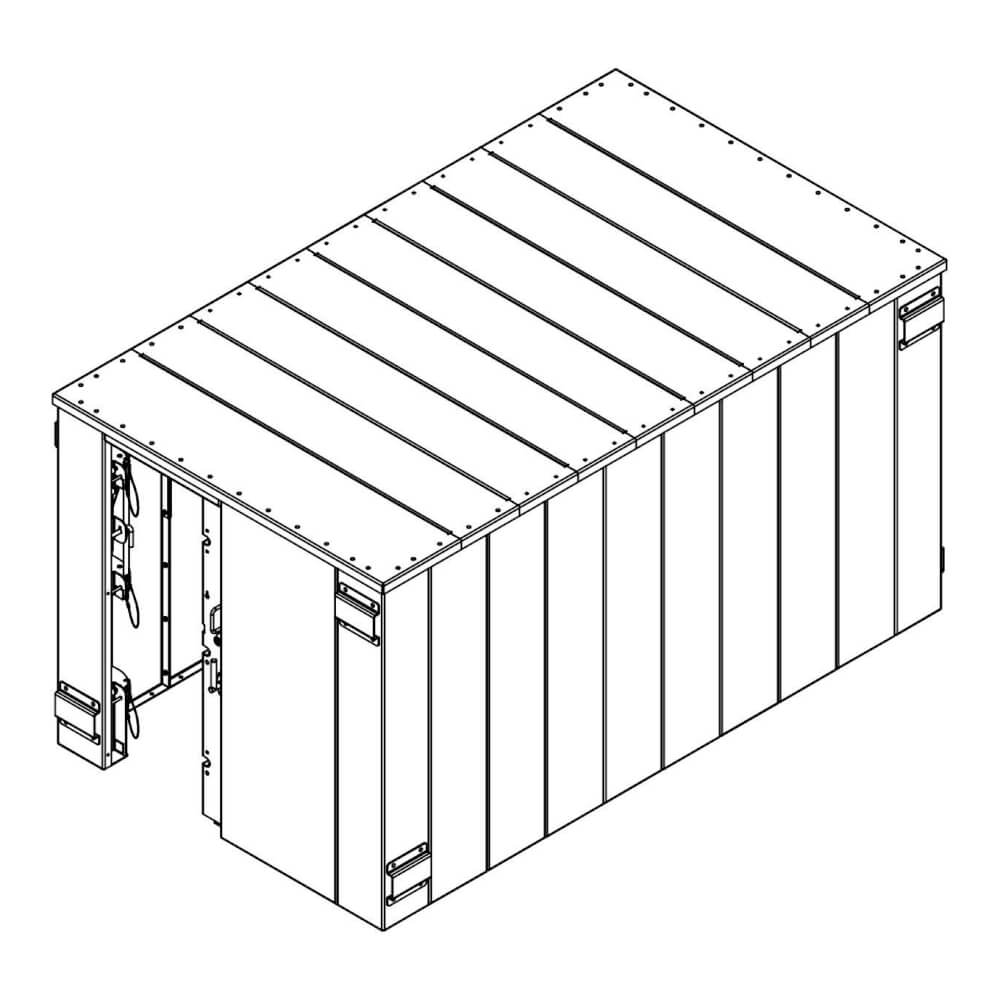 Swisher 25 Person ESP Safety Shelter angled view, designed for residential and business use.