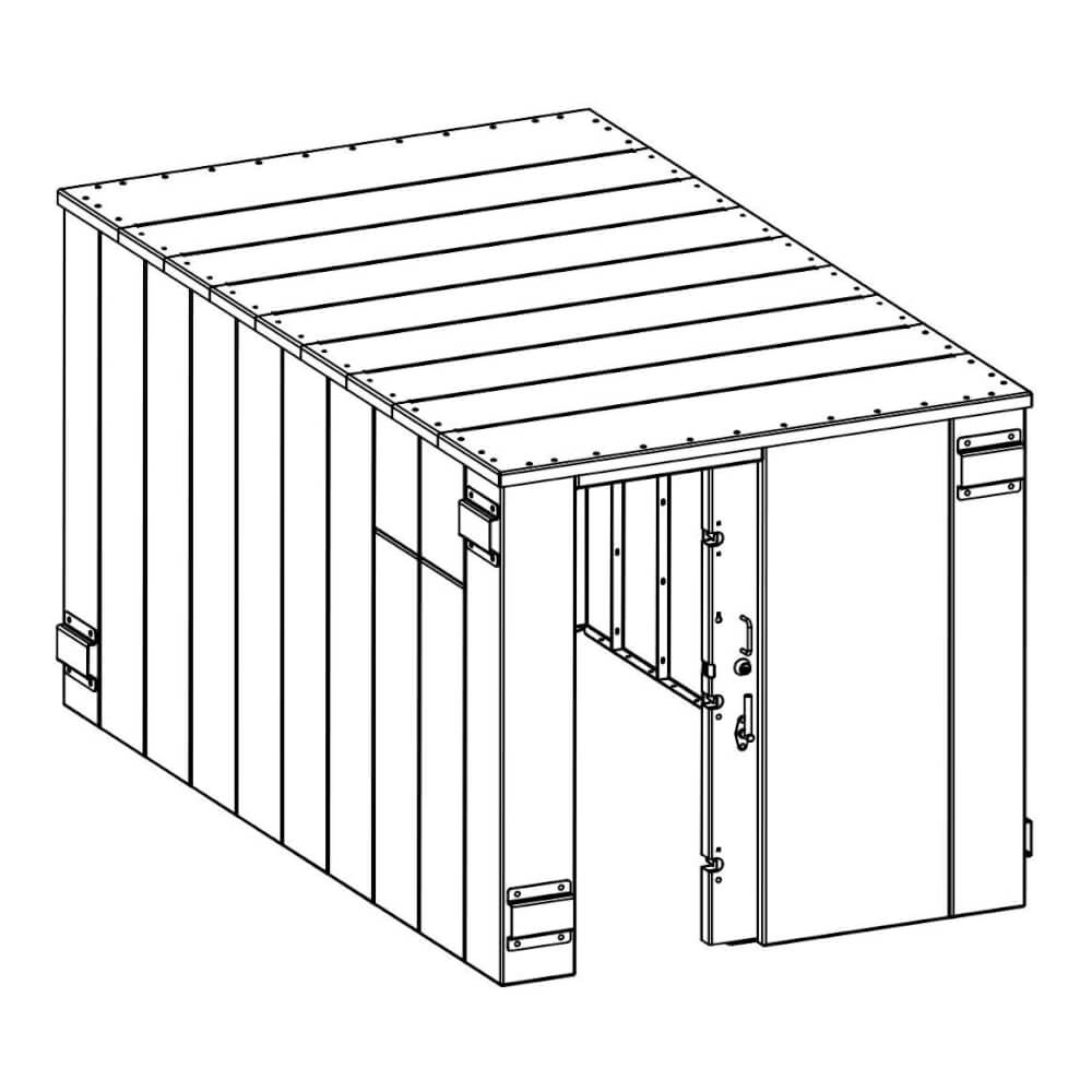 Swisher 25 Person ESP Safety Shelter, top view, sturdy design with dual doors for access.