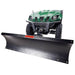 Swisher 2850 62" UTV plow blade, angled view, black with mounting hardware for versatility.