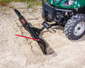 Swisher 2850 62" UTV plow blade, black with red support bars, angled view.