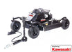 Swisher 44 Commercial Pro Rough Cut Mower, angled view, black with durable wheels and Kawasaki engine.