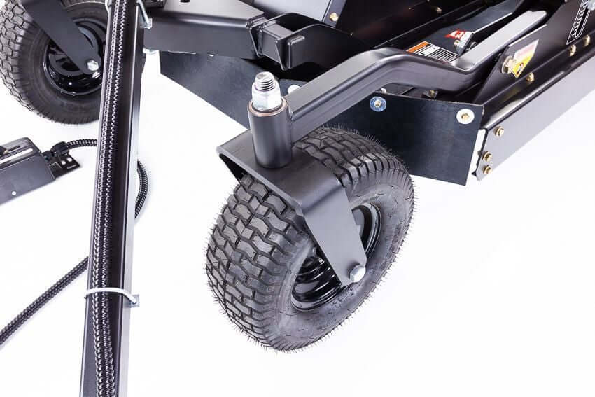 Swisher 44 Commercial Pro Rough Cut Mower, angled view showcasing durable wheels and sturdy frame.