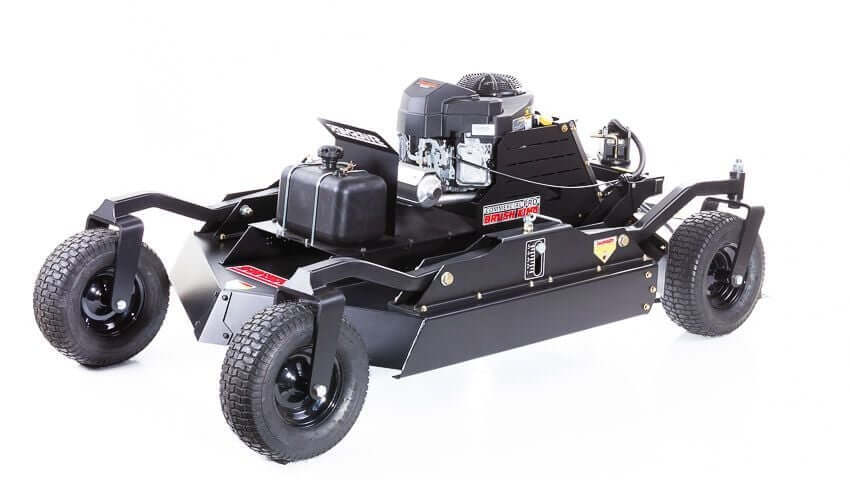 Swisher 44 Commercial Pro Rough Cut Mower, black with wheels and powerful Kawasaki engine.