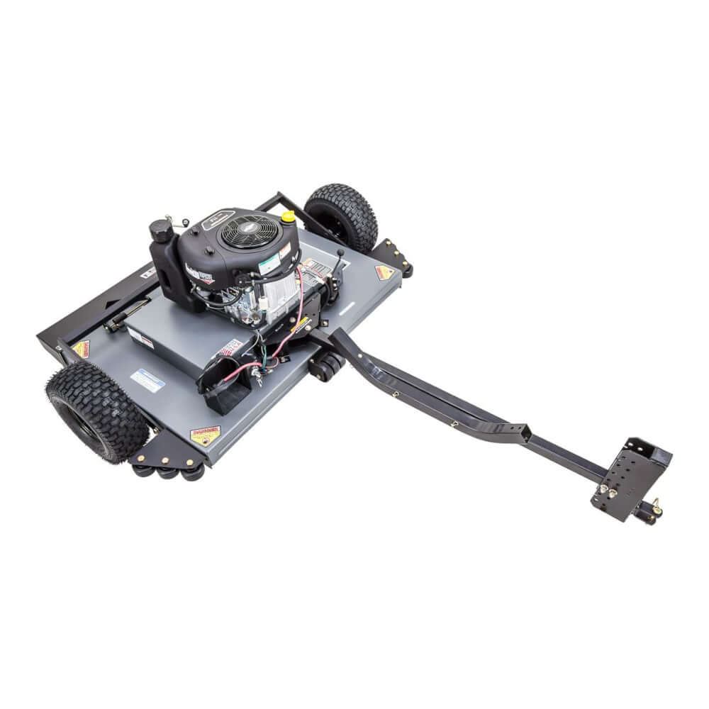 Swisher 44 Finish Cut Mower 12V, 11.5 HP Briggs & Stratton, angled view with black wheels.
