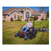 Swisher 44 Finish Cut Mower, black, with a rider seat and large cutting deck.