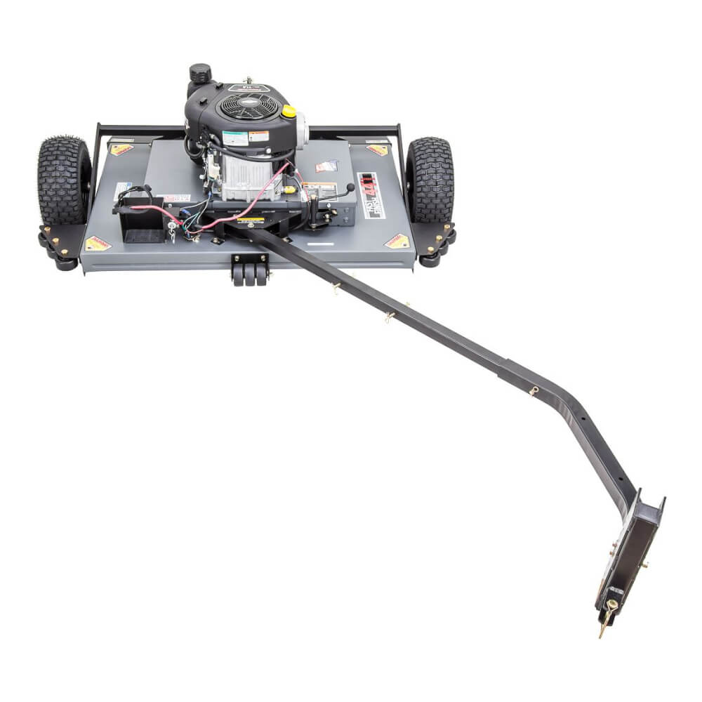 Swisher 44 Finish Cut Mower, top-down view, gray body, with 11.5 HP engine and wheels.