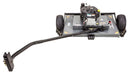 Swisher 44 Finish Cut Mower top-down view, gray with 12V engine and durable wheels.