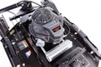 Swisher 44 Commercial Pro Rough Cut Mower, top view with Kawasaki engine and black metal chassis.
