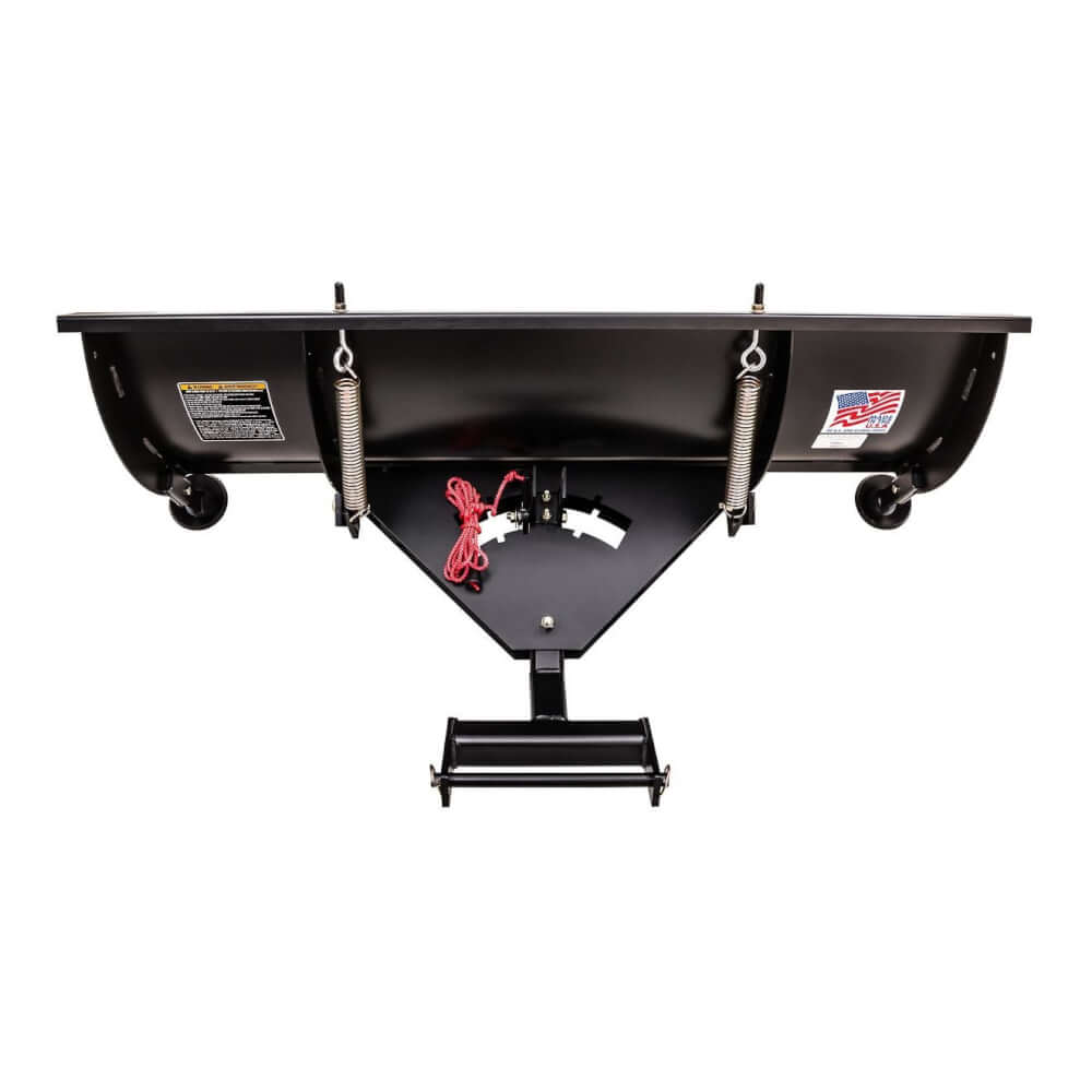 Swisher 50" ATV Commercial Pro Plow Combo, black, angled view with springs and towing attachment.
