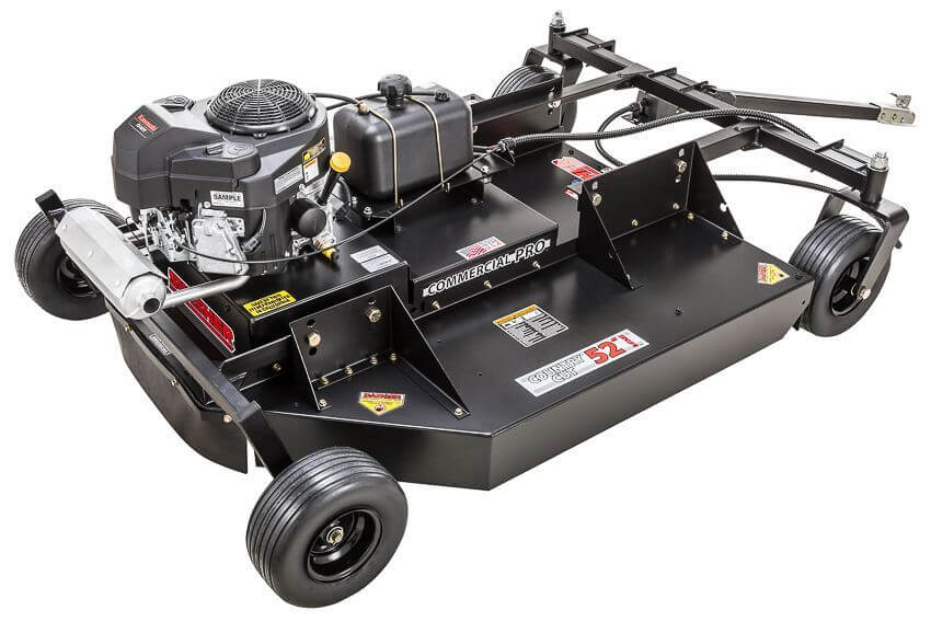 Swisher 52" Rough Cut Mower, angled view, black with powerful engine and durable wheels.