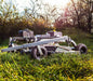 Swisher 60" Trail Mower 12V 15.5 HP, angled view with wheels and engine components visible.