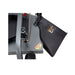 Swisher 60" Trail Mower front view, gray with black discharge chute and safety decals.