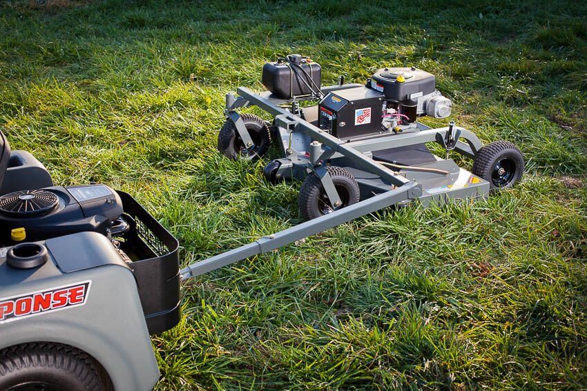 Swisher 60" Trail Mower 12V, grey with Briggs & Stratton engine and dual rear wheels.