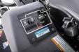 Swisher 60" Zero Turn Mower control panel, featuring buttons, hour meter, and safety warnings.