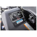 Swisher 60" Zero Turn Mower control panel, featuring buttons, hour meter, and safety warnings.