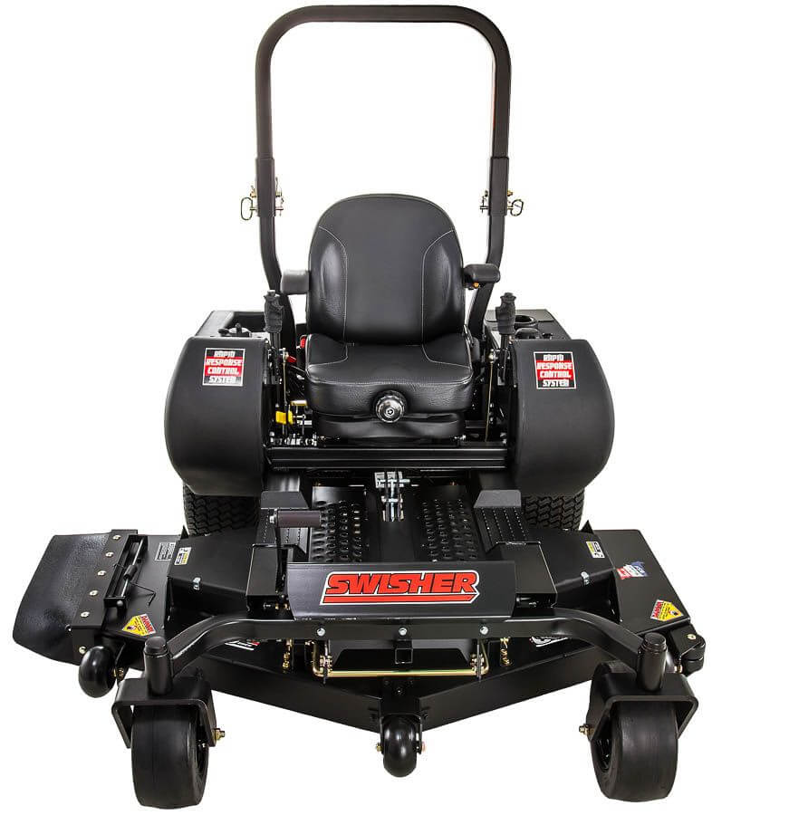 Swisher 60" Zero Turn Mower, 24 HP Briggs & Stratton, front view with black cushioned seat and controls.