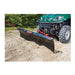 Swisher 62 UTV Commercial Pro Plow Combo, angled view, black blade with red supports and wheels.