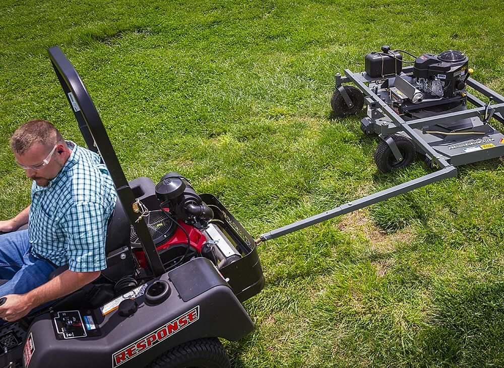 Swisher 66 Commercial Mower, 14.5HP Kawasaki, robust design in black with rear wheels.
