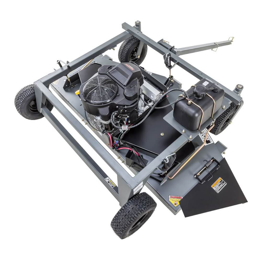 Swisher 66 Commercial Mower 14.5HP Kawasaki, angled view showing engine, fuel tank, and large wheels.