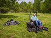 Swisher 66 Commercial Mower, 14.5HP Kawasaki, black with handlebars and multiple cutting decks.