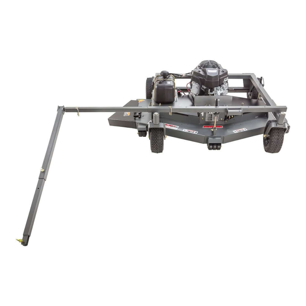 Swisher 66 Commercial Mower, gray with 14.5HP Kawasaki engine and sturdy wheels.