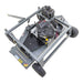 Swisher 66 Commercial Mower, 14.5HP Kawasaki engine, top-down view with sturdy wheels and frame.