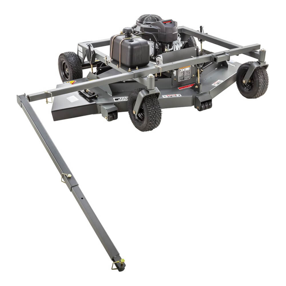 Swisher 66 Commercial Mower, 14.5HP Kawasaki engine, gray with wheels and cutting deck.