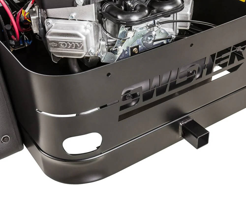 Swisher 66 Zero Turn Mower, black with visible engine components and sturdy frame design.